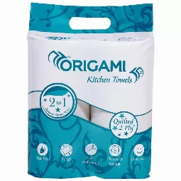 Origami Kitchen Paper Rolls, 2-in-1, 60 P...